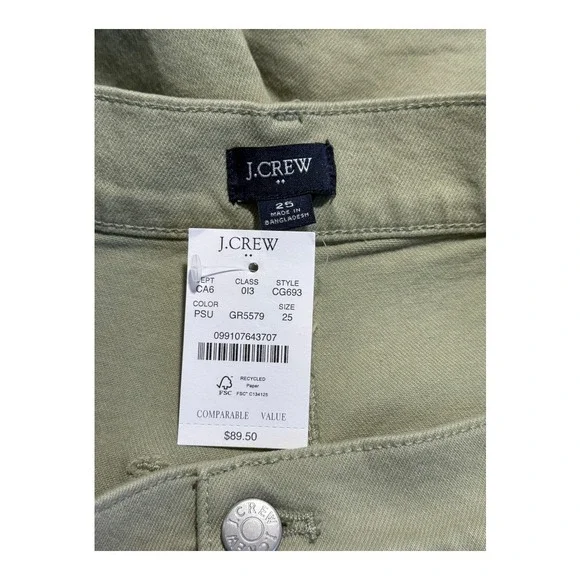 J. Crew High Rise Utility Shorts Size 2 (25) Khaki Green Cotton Blend NWT‎ - Picture 4 of 6